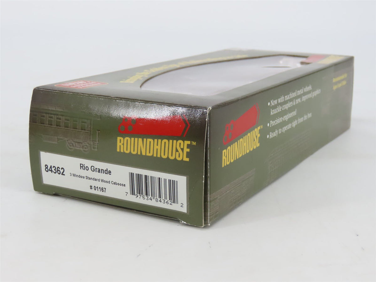 HO Scale Roundhouse 84362 D&amp;RGW Rio Grande 3 Window Wood Caboose #01167