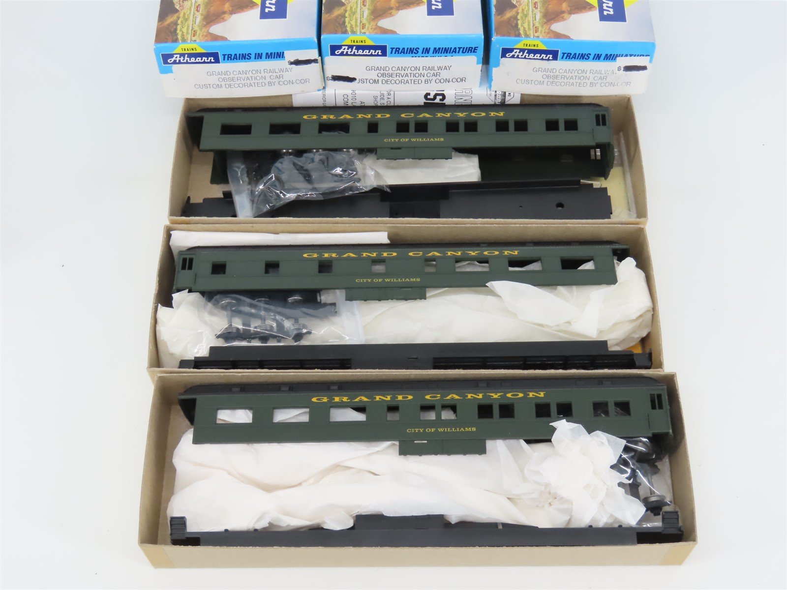 LOT of 3 HO Athearn Kits Grand Canyon Observation Passenger Cars - Pro Custom
