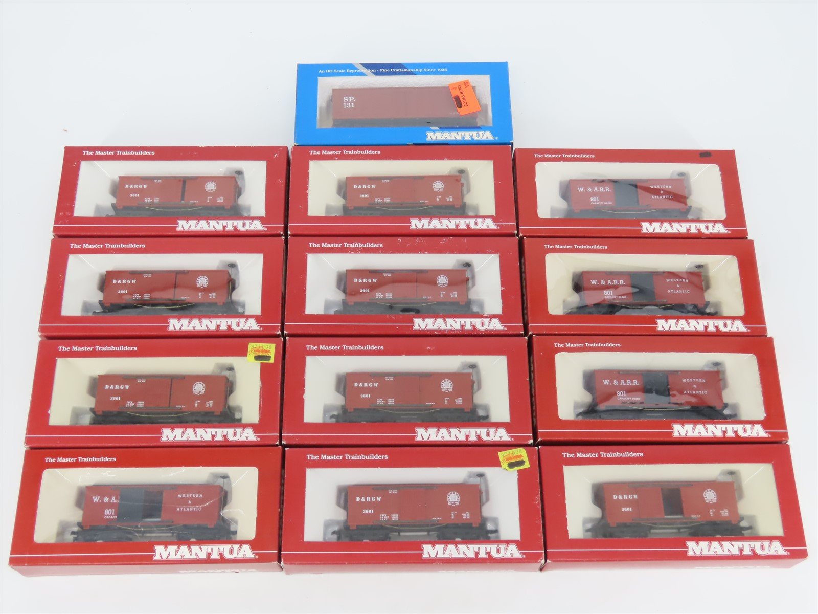 LOT of 13 HO Scale Mantua D&RGW, W&ARR, SP Box Cars