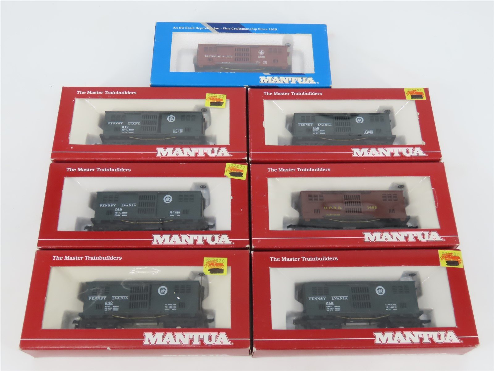 LOT of 7 HO Scale Mantua PRR, B&O, UP 1860 Horse Passenger Cars