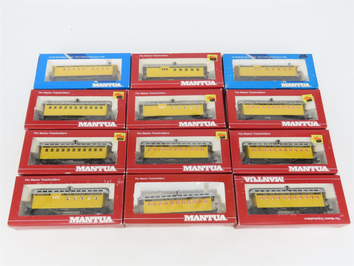 LOT of 12 HO Scale Mantua D&amp;RGW Denver &amp; Rio Grande Western Passenger Cars
