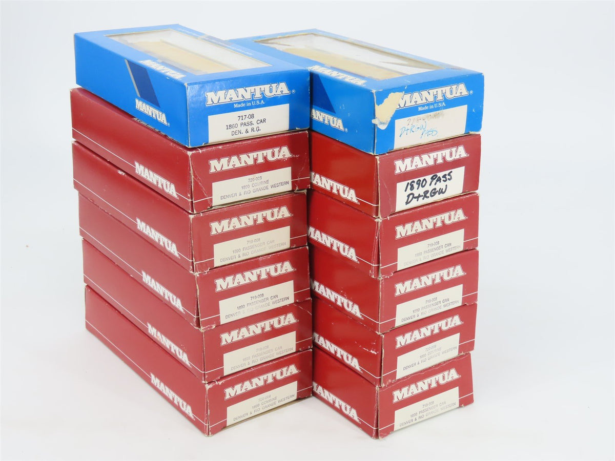LOT of 12 HO Scale Mantua D&amp;RGW Denver &amp; Rio Grande Western Passenger Cars