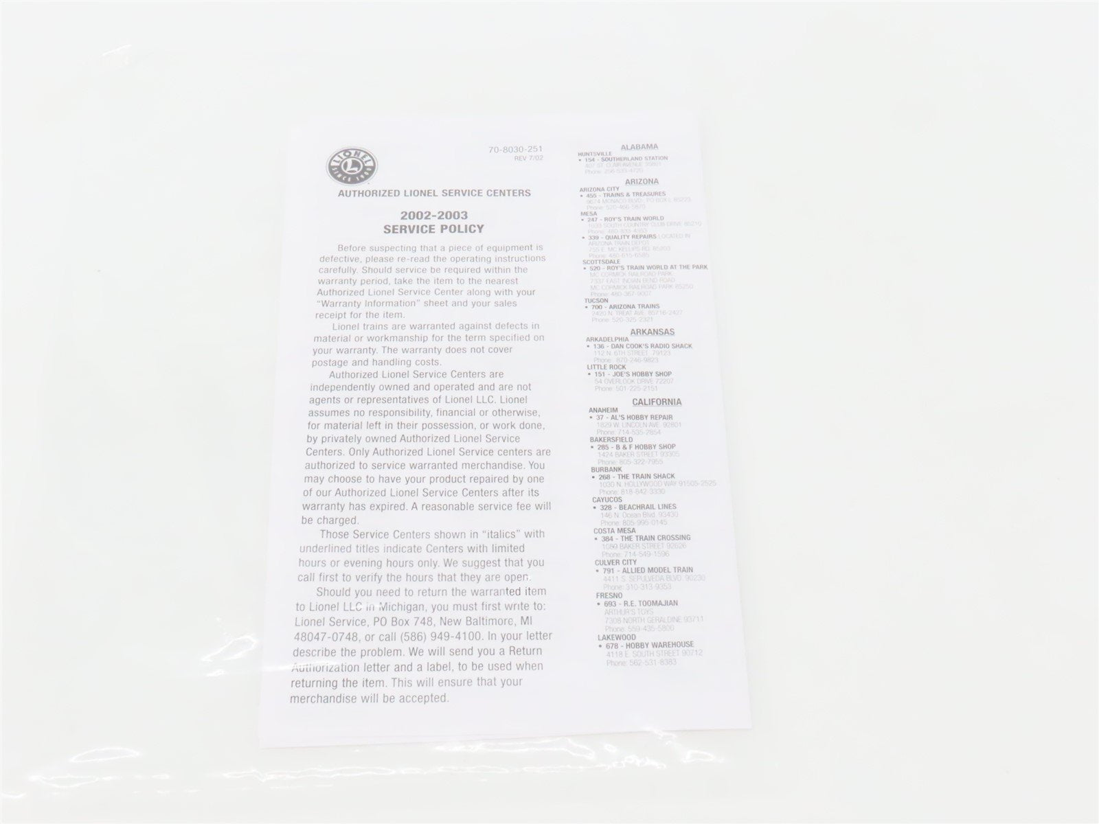 O 3-Rail Lionel 6-28633 B&O 2-8-4 