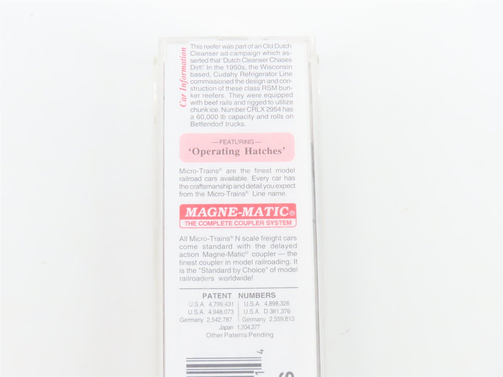 N Scale Micro-Trains MTL 49010 CRLX Old Dutch Cleanser 40' Wood Reefer #2954