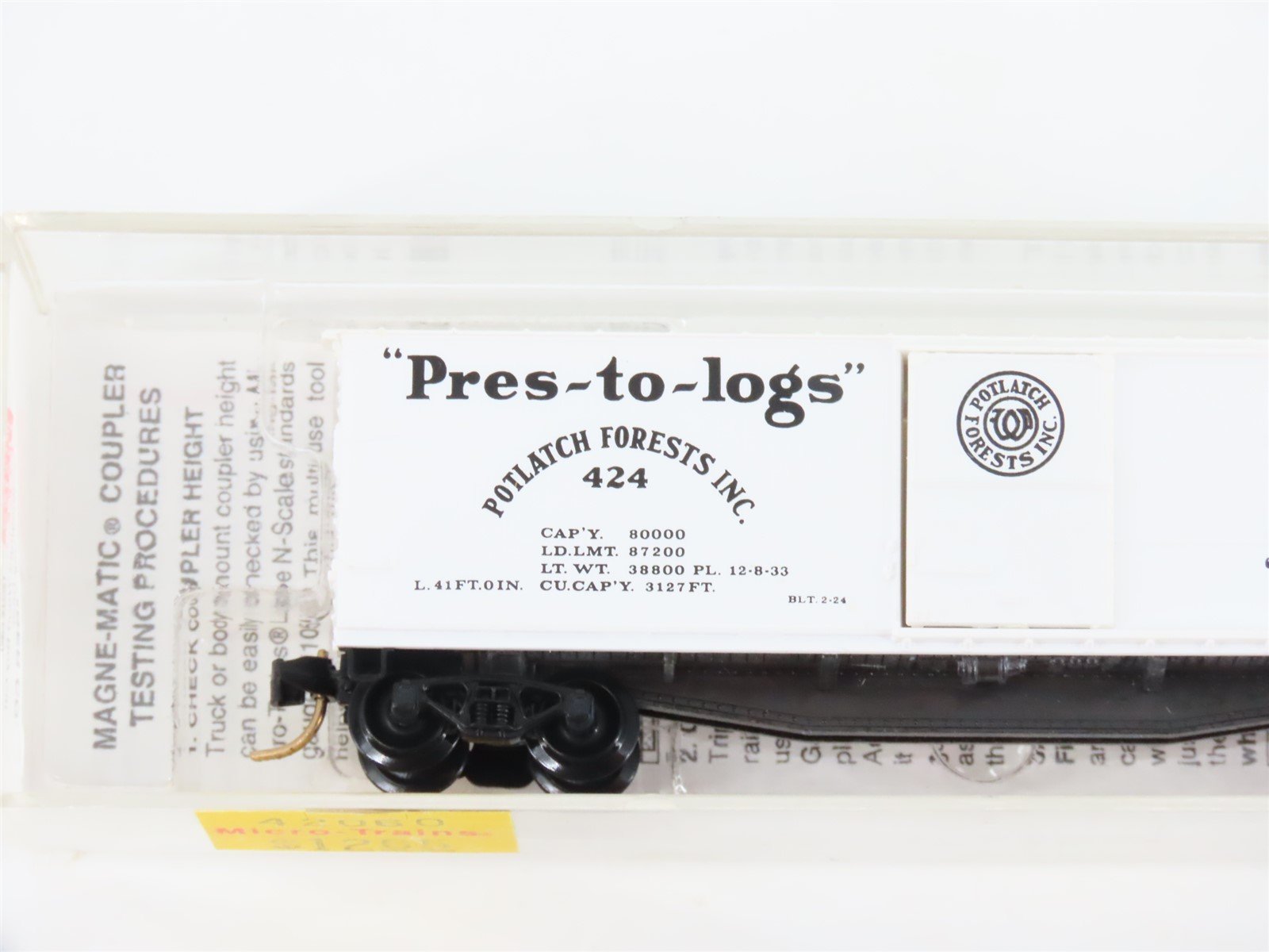 N Scale Micro-Trains MTL 42060 Potlatch Lumber Co 40' Wood Boxcar #424