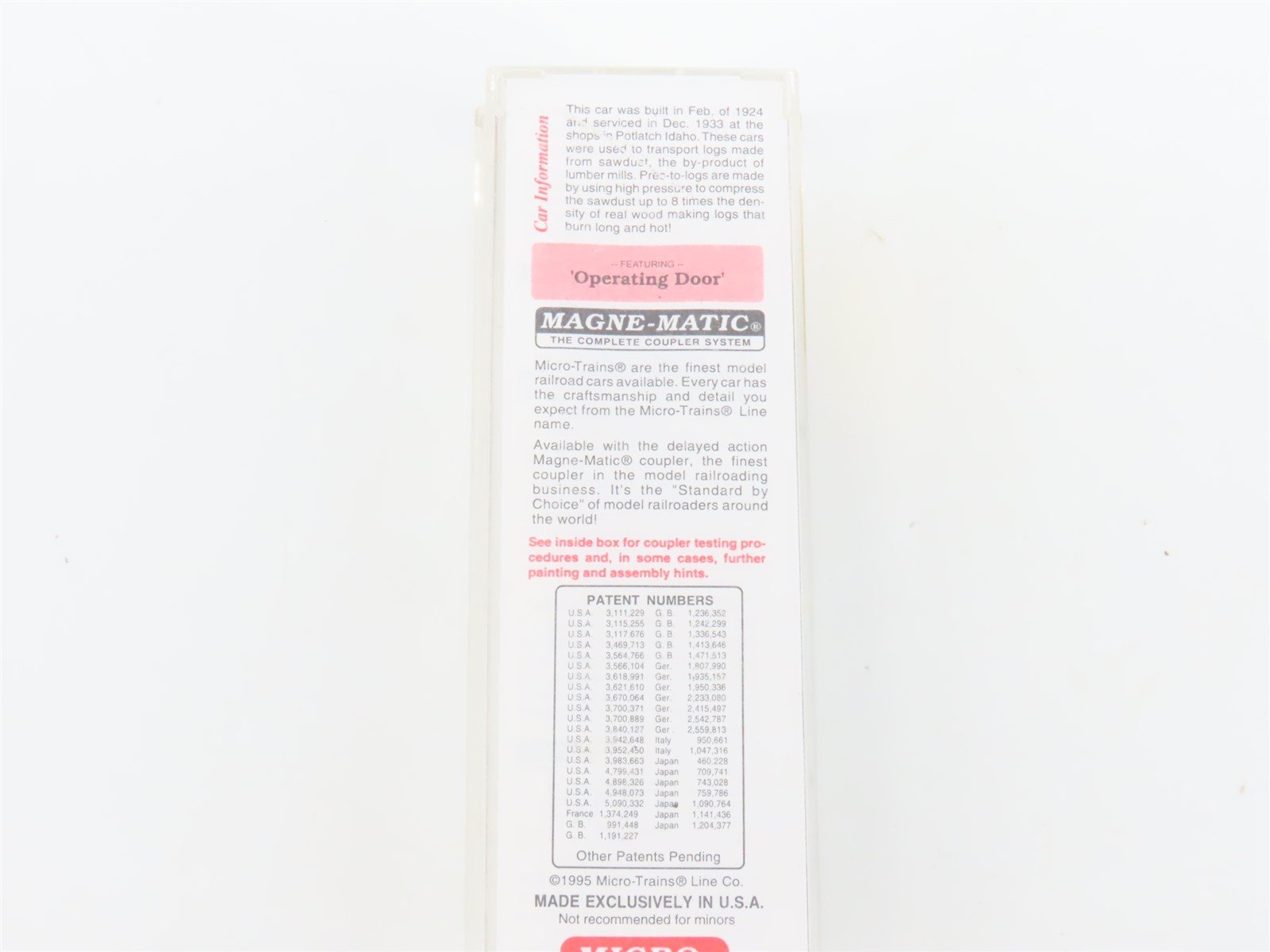 N Scale Micro-Trains MTL 42060 Potlatch Lumber Co 40' Wood Boxcar #424