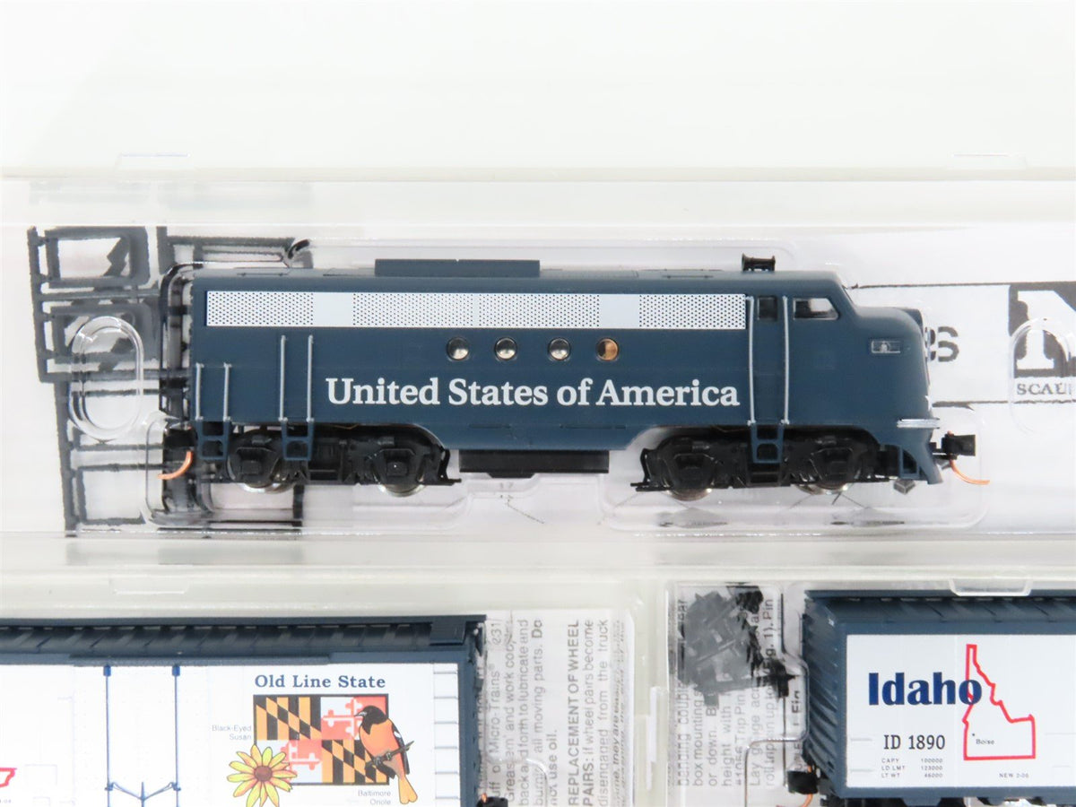 N Scale Micro-Trains MTL United States FT A/B Diesel Loco Set w/60 State Cars