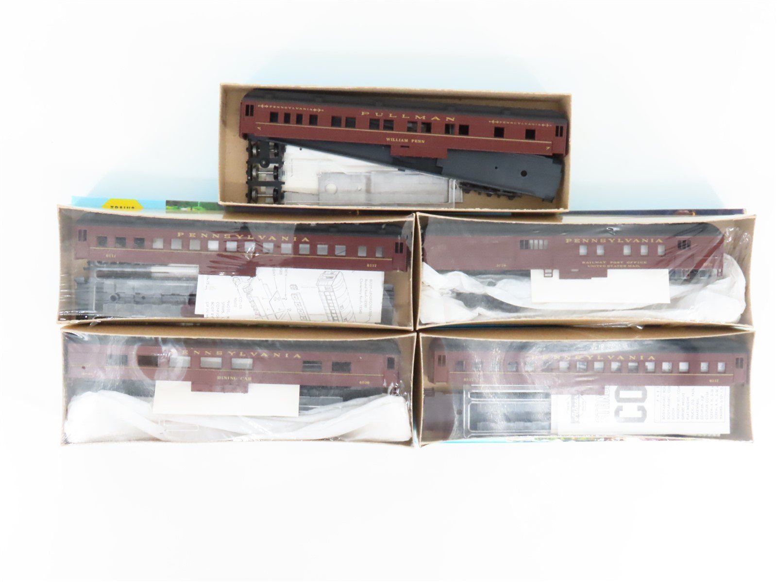 LOT of 5 HO Scale Athearn Kits PRR Pennsylvania Railroad Assorted Passenger Cars