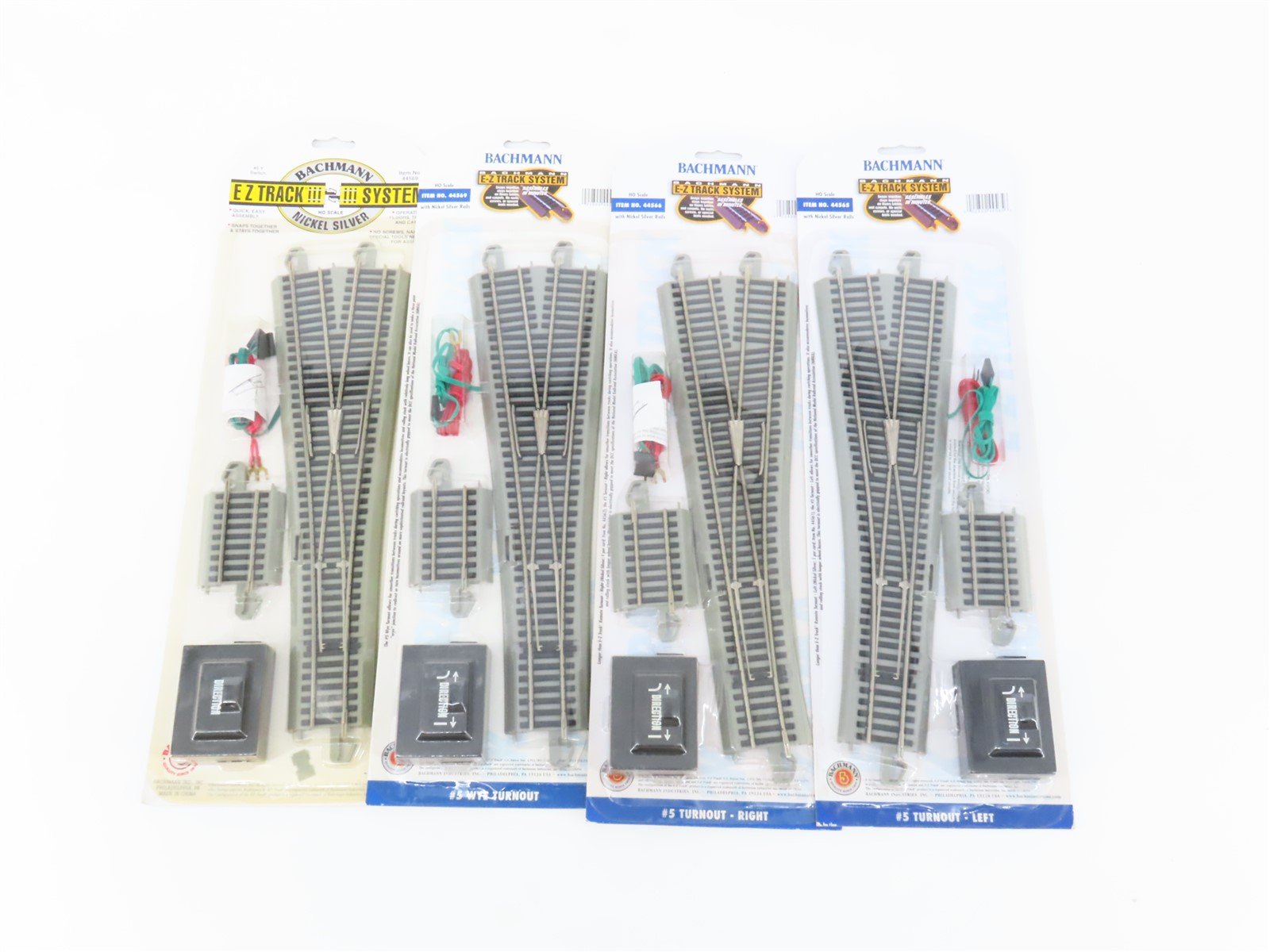 LOT of 4 HO Scale Bachmann E-Z Track Assorted Turnout Switches - Sealed