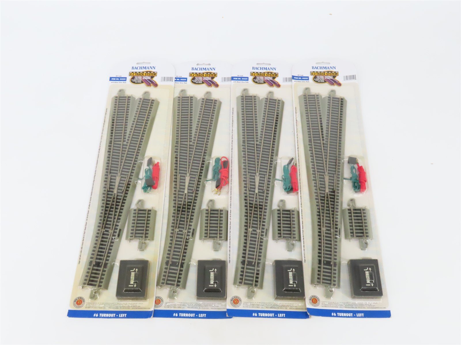 LOT of 4 HO Scale Bachmann E-Z Track 44559 Left Turnout Switches - Sealed