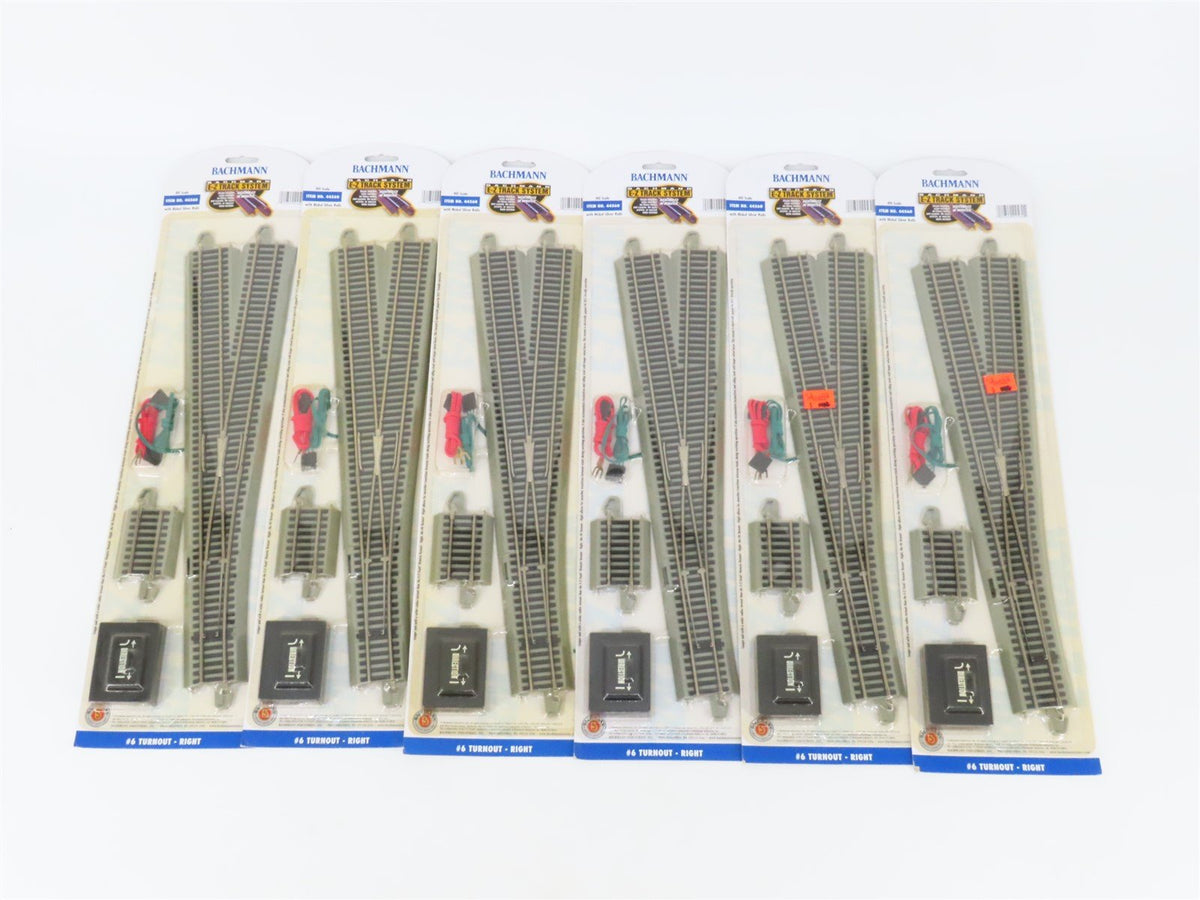 LOT of 6 HO Scale Bachmann E-Z Track 44560 Right Turnout Switches - Sealed