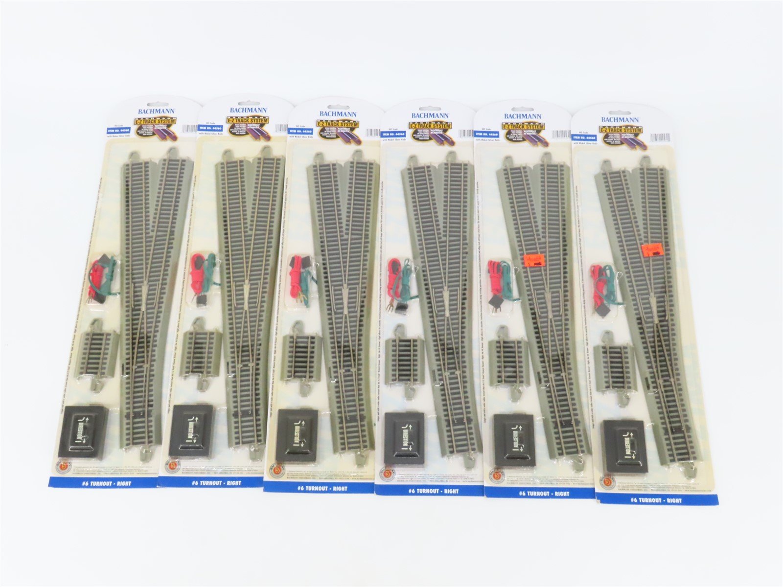LOT of 6 HO Scale Bachmann E-Z Track 44560 Right Turnout Switches - Sealed