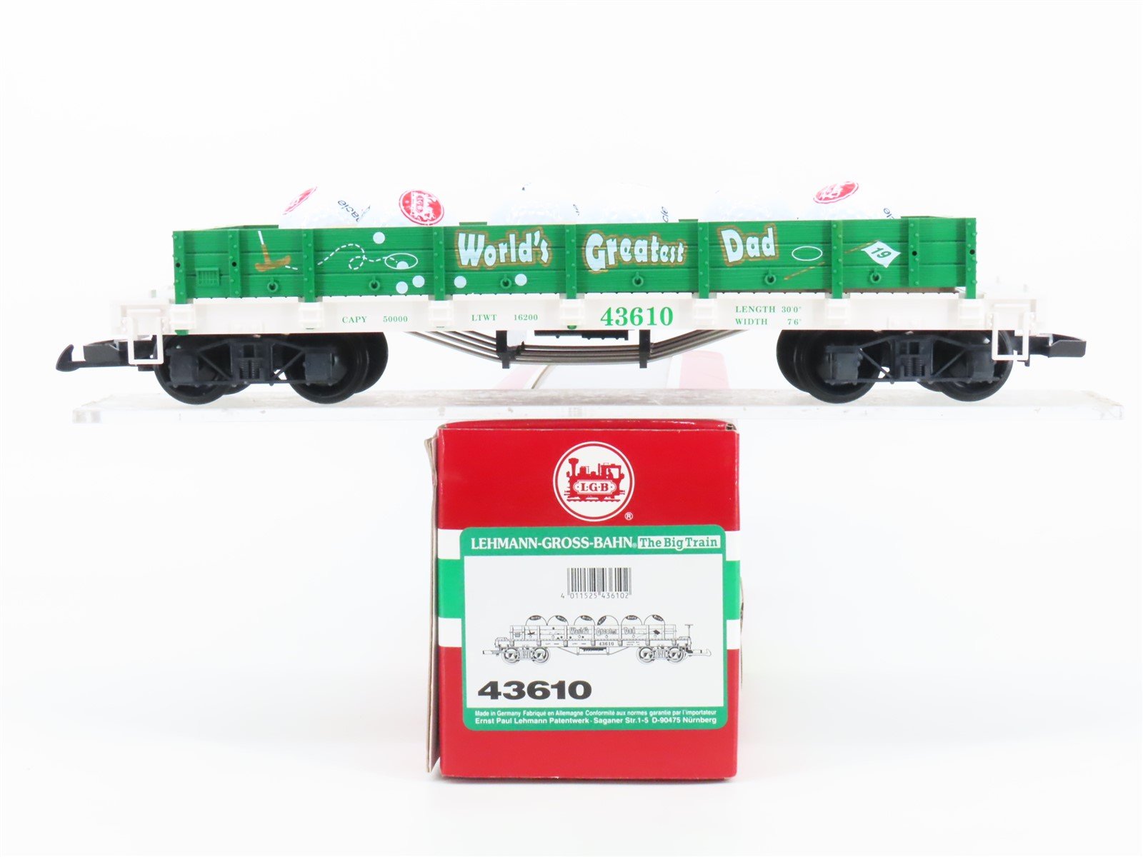 G Scale LGB 43610 World's Greatest Dad Golf Ball Gondola #43610