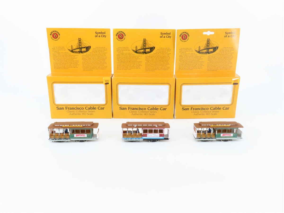 LOT of 3 HO Scale Bachmann Powell &amp; Hyde/Mason San Francisco Electric Cable Cars