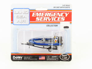 HO Scale Boley Land Sea Air Emergency Services 2070 Police Boat w/ Trailer Blue