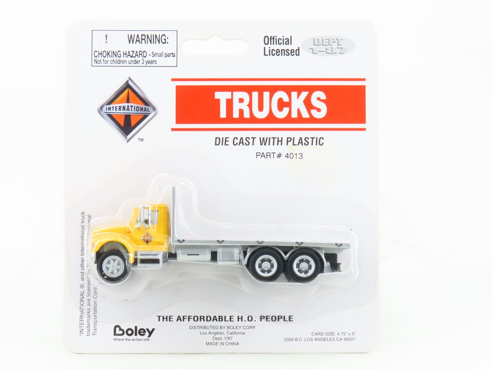 HO Scale Boley Dept 1-87 International Trucks 4013 Flatbed Truck Yellow Cab