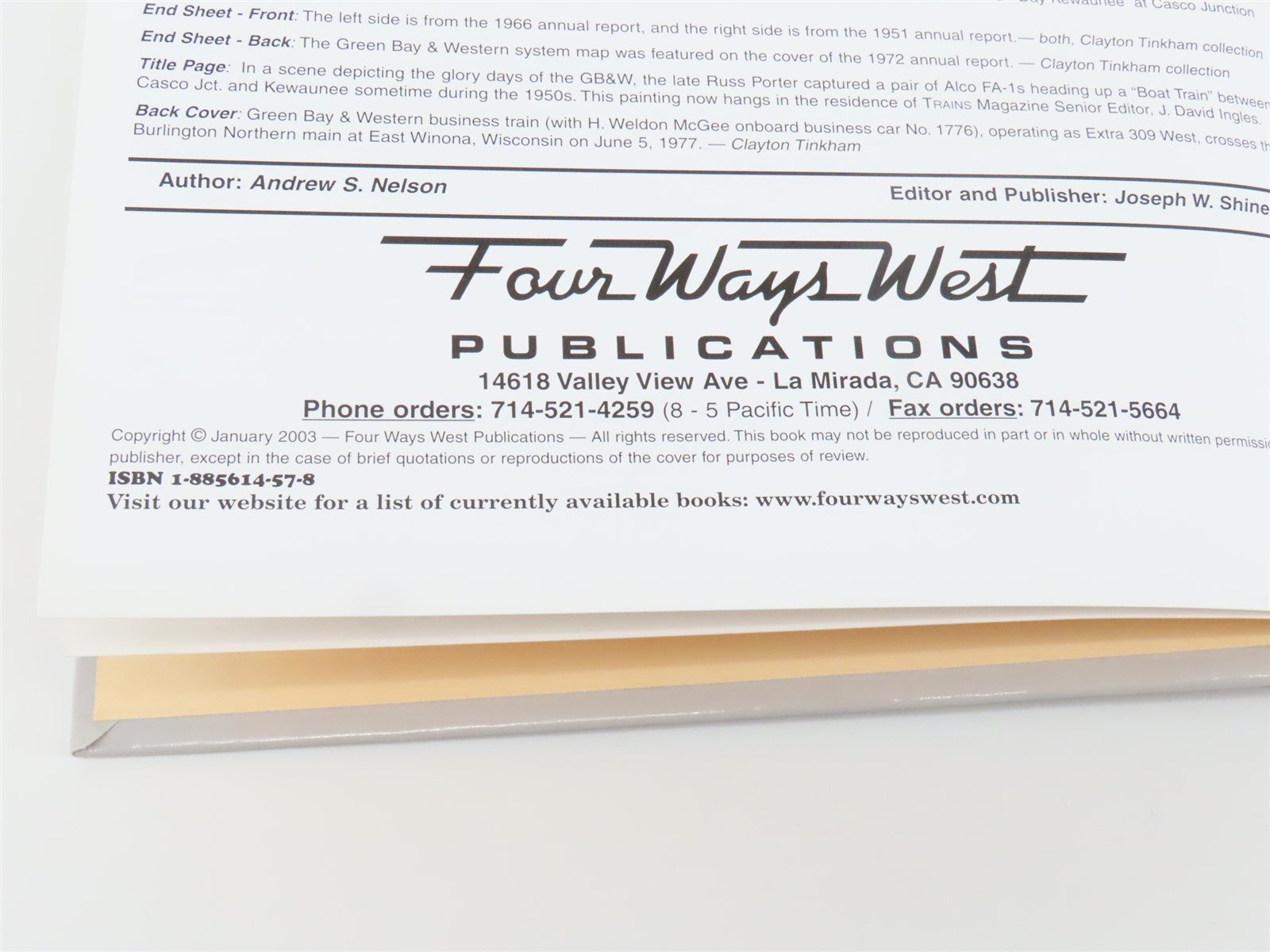 Green Bay & Western Color Pictorial -The Green Bay Route- by Andrew Nelson ©2003