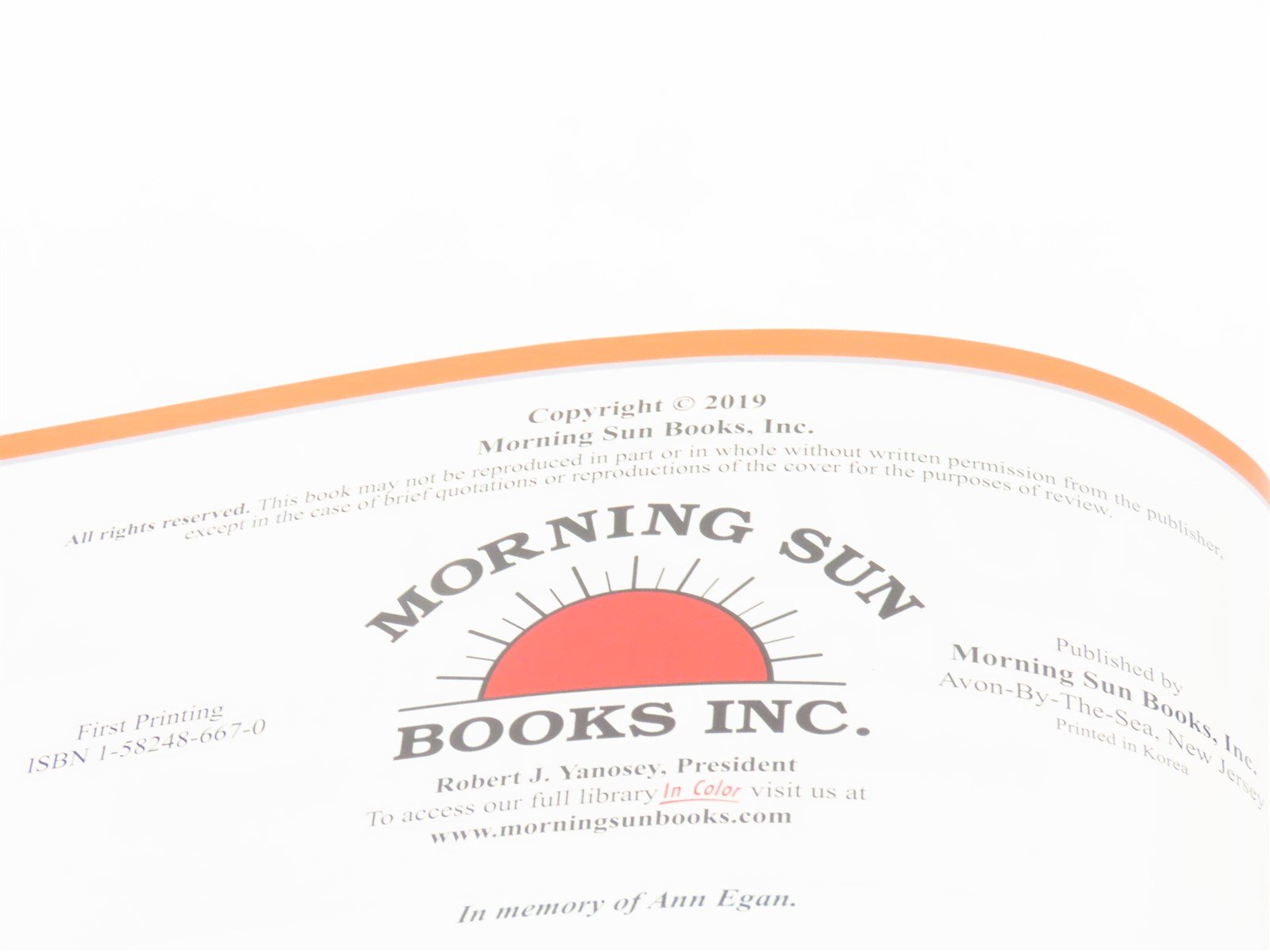 Morning Sun Auto Rack Color Guide Volume Two: LN- WRWK by James Kinkaid ©2019 HC