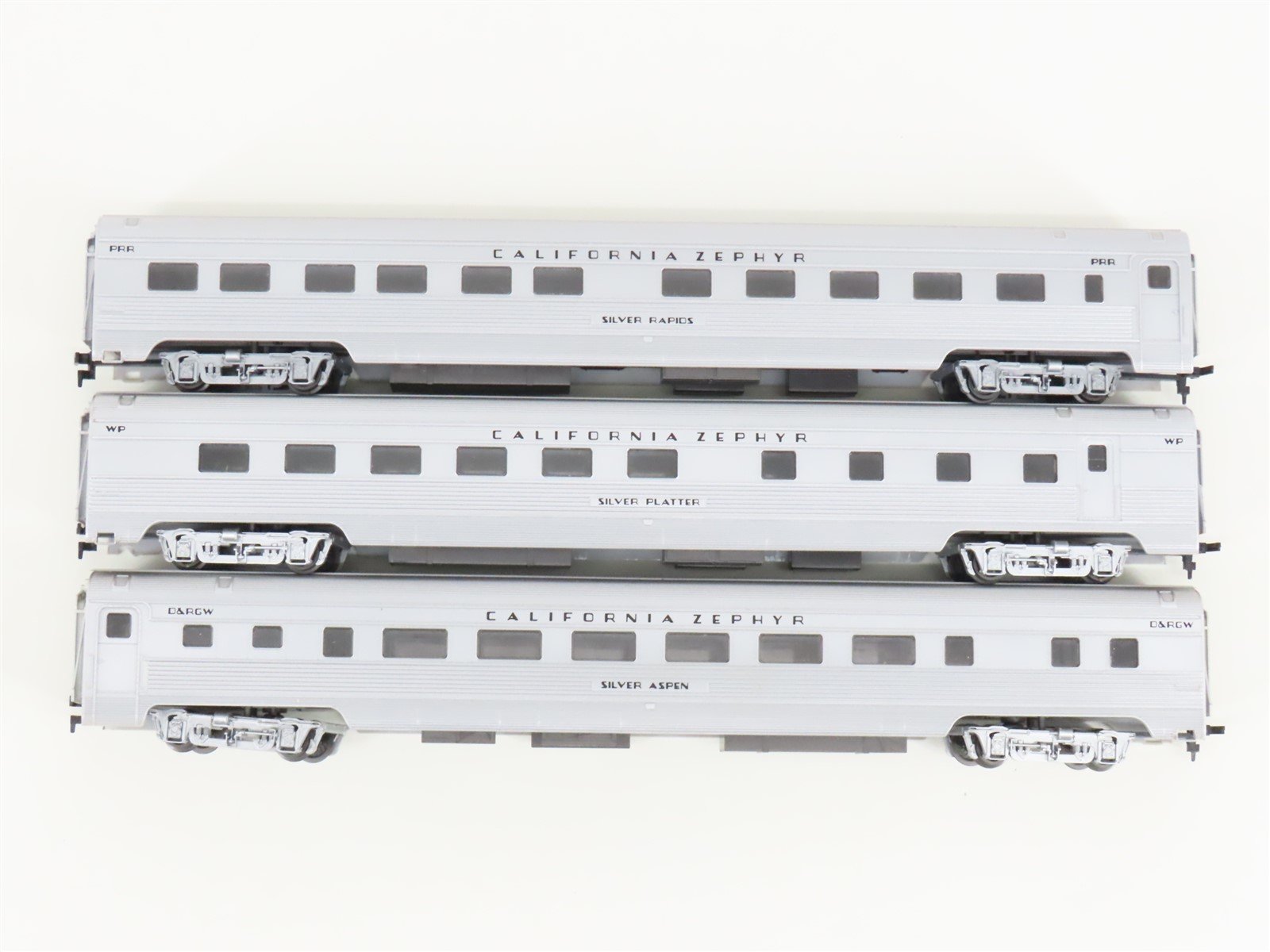 LOT of 3 HO Scale Rivarossi PRR, WP, D&RGW California Zephyr Passenger Cars