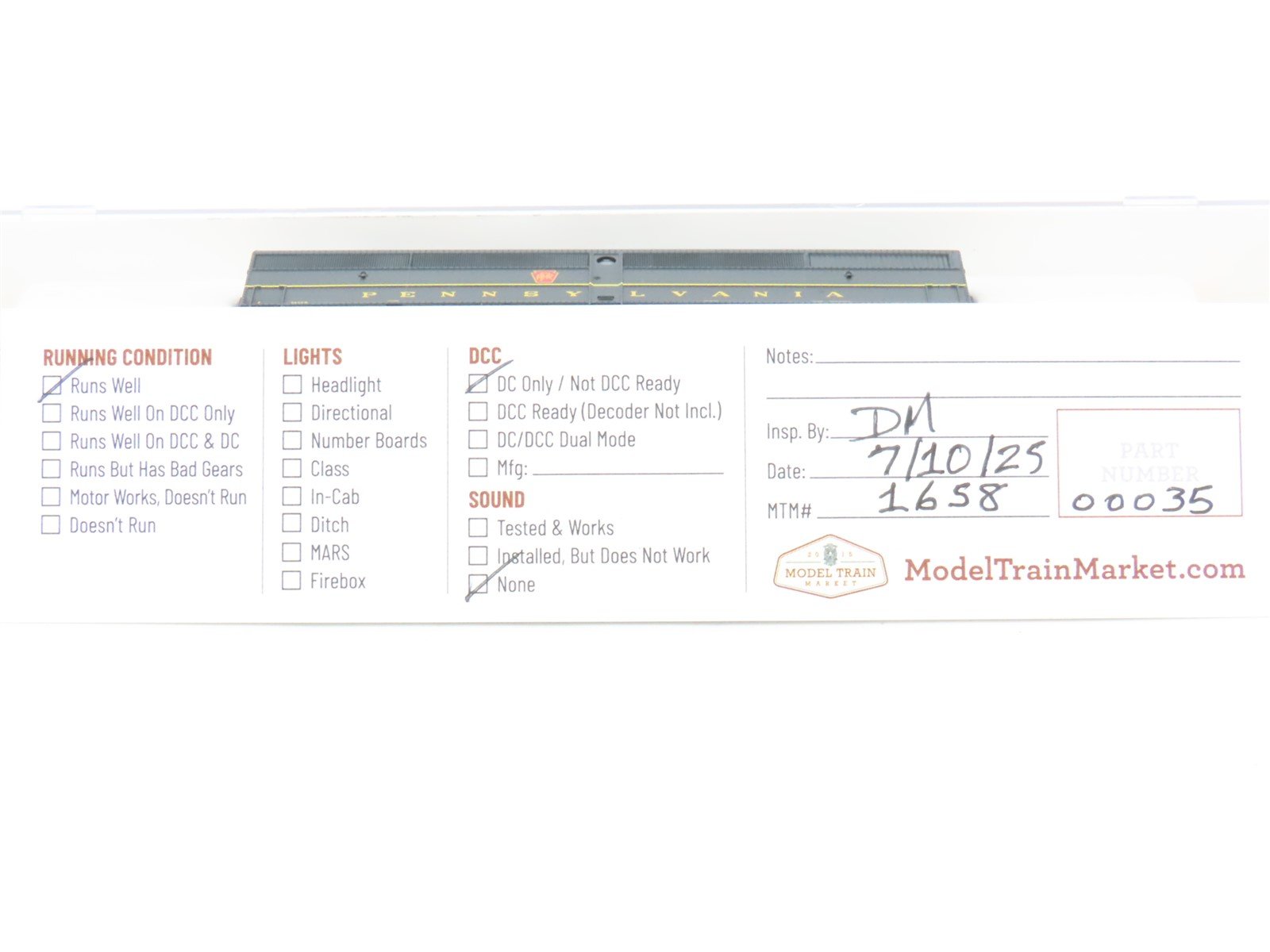 N Scale Life-Like 7452 PRR Pennsylvania ALCO FB1 Diesel Locomotive #9605B