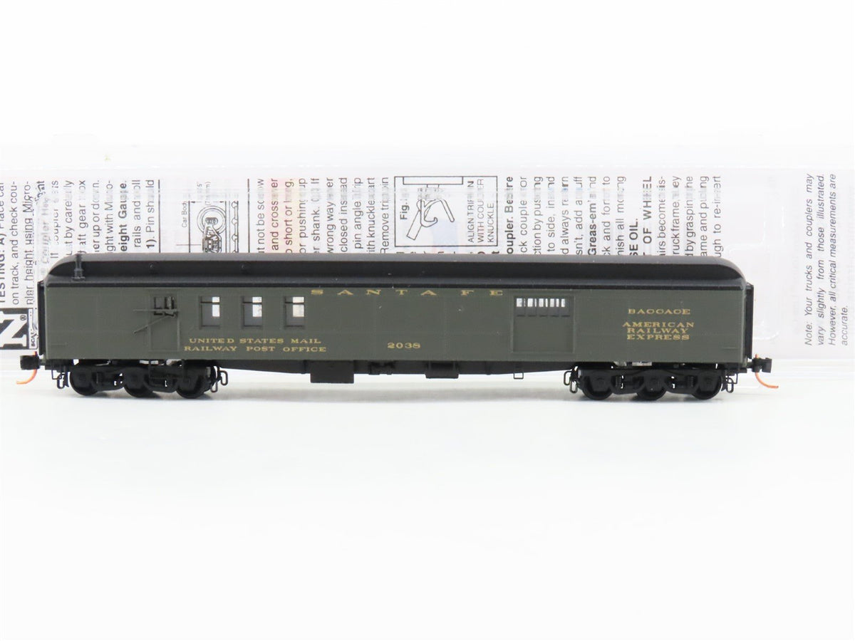 N Scale Micro-Trains MTL 14800040 ATSF Santa Fe 70&#39; Mail Baggage Passenger #2038