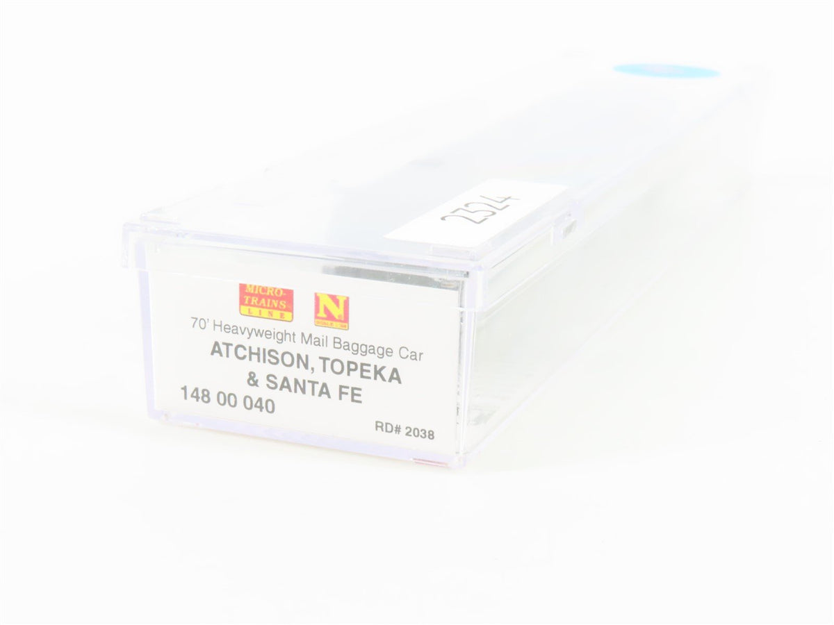 N Scale Micro-Trains MTL 14800040 ATSF Santa Fe 70&#39; Mail Baggage Passenger #2038