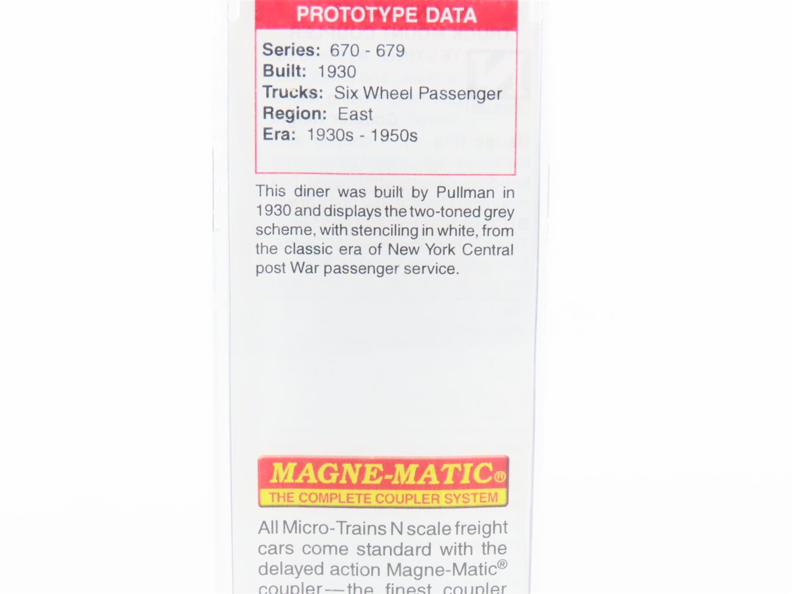 N Scale Micro-Trains MTL 14600130 NYC New York Central Diner Passenger Car #671