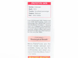 N Scale Micro-Trains MTL 14200010 Pullman 83' Heavyweight Sleeper Passenger Car