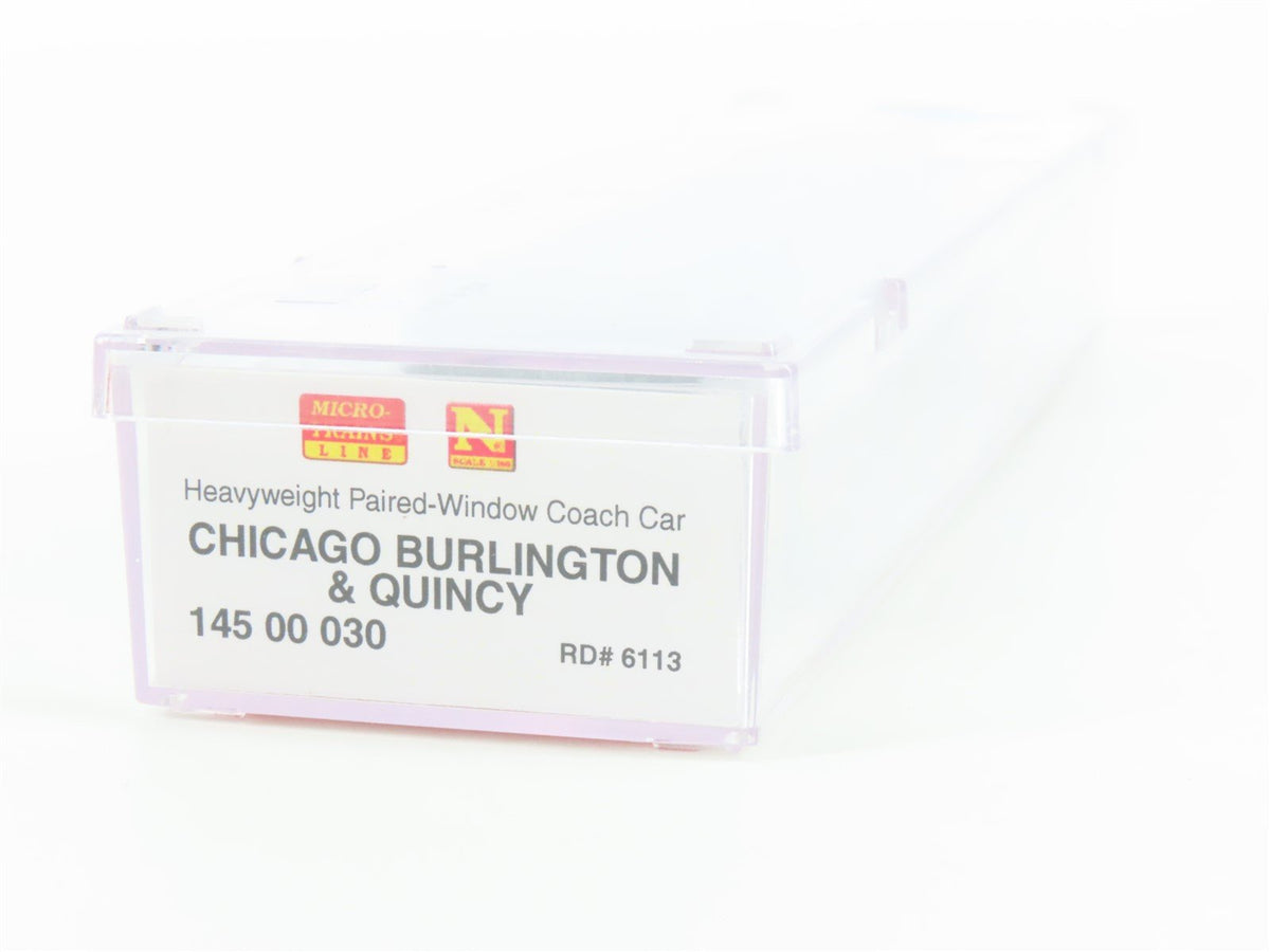 N Scale Micro-Trains MTL 14500030 CB&amp;Q Burlington Railroad Coach Passenger #6113