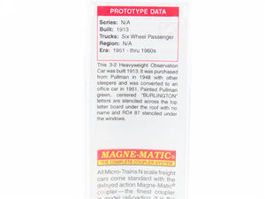 N Scale Micro-Trains MTL 14400030 CB&Q Burlington Observation Passenger Car #87