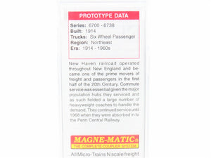N Scale Micro-Trains MTL 14500100 NH New Haven Heavyweight Coach Passenger #6724