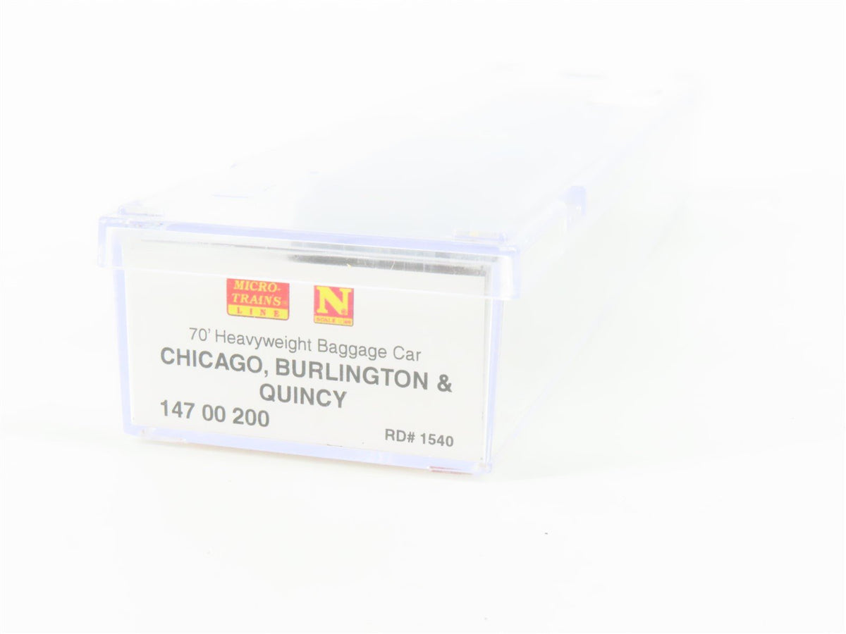 N Scale Micro-Trains MTL 14700200 CB&amp;Q Burlington 70&#39; Baggage Passenger #1540