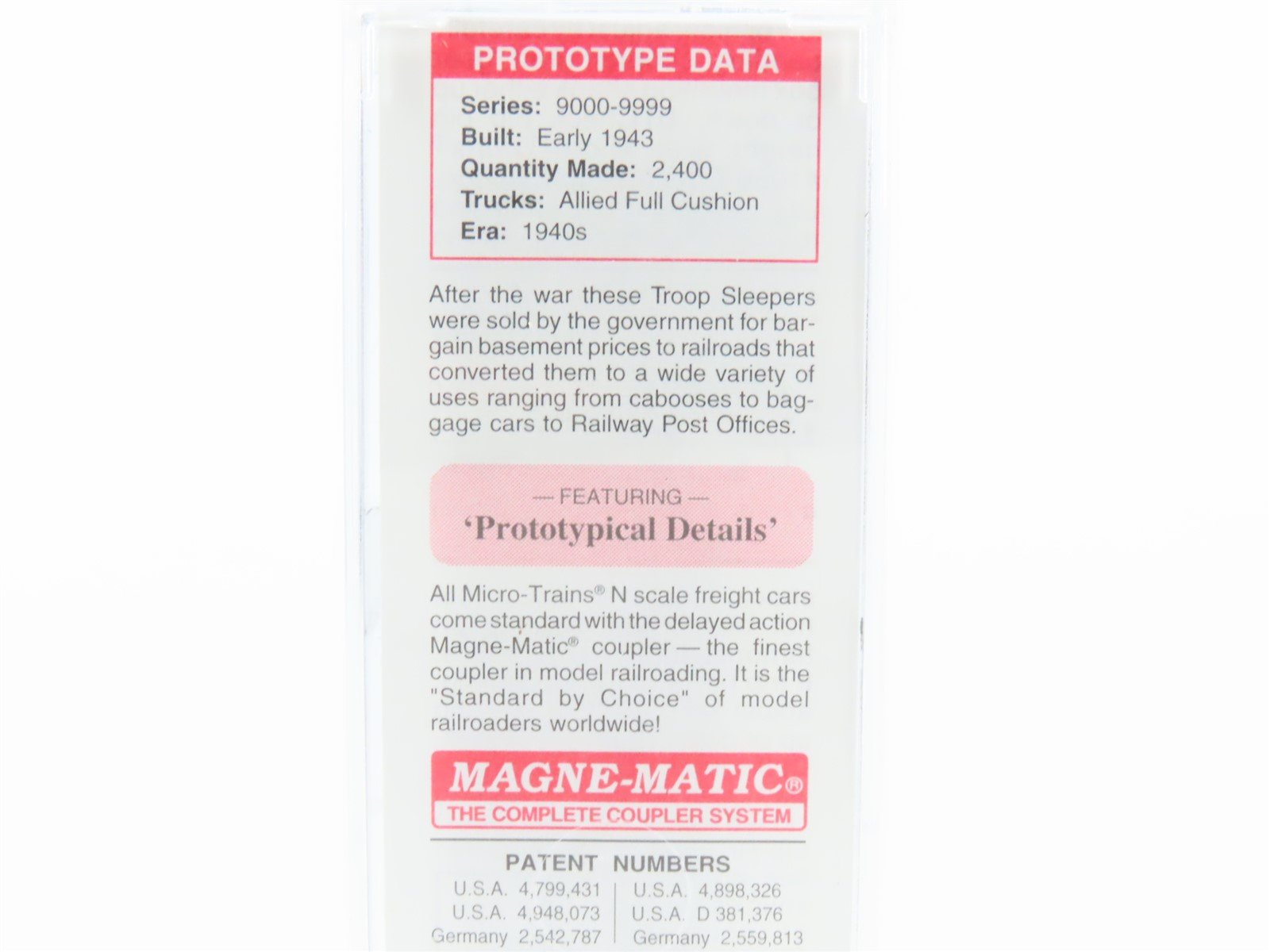 N Micro-Trains MTL 116010.4 US Office of Defense Troop Sleeper Passenger #9082