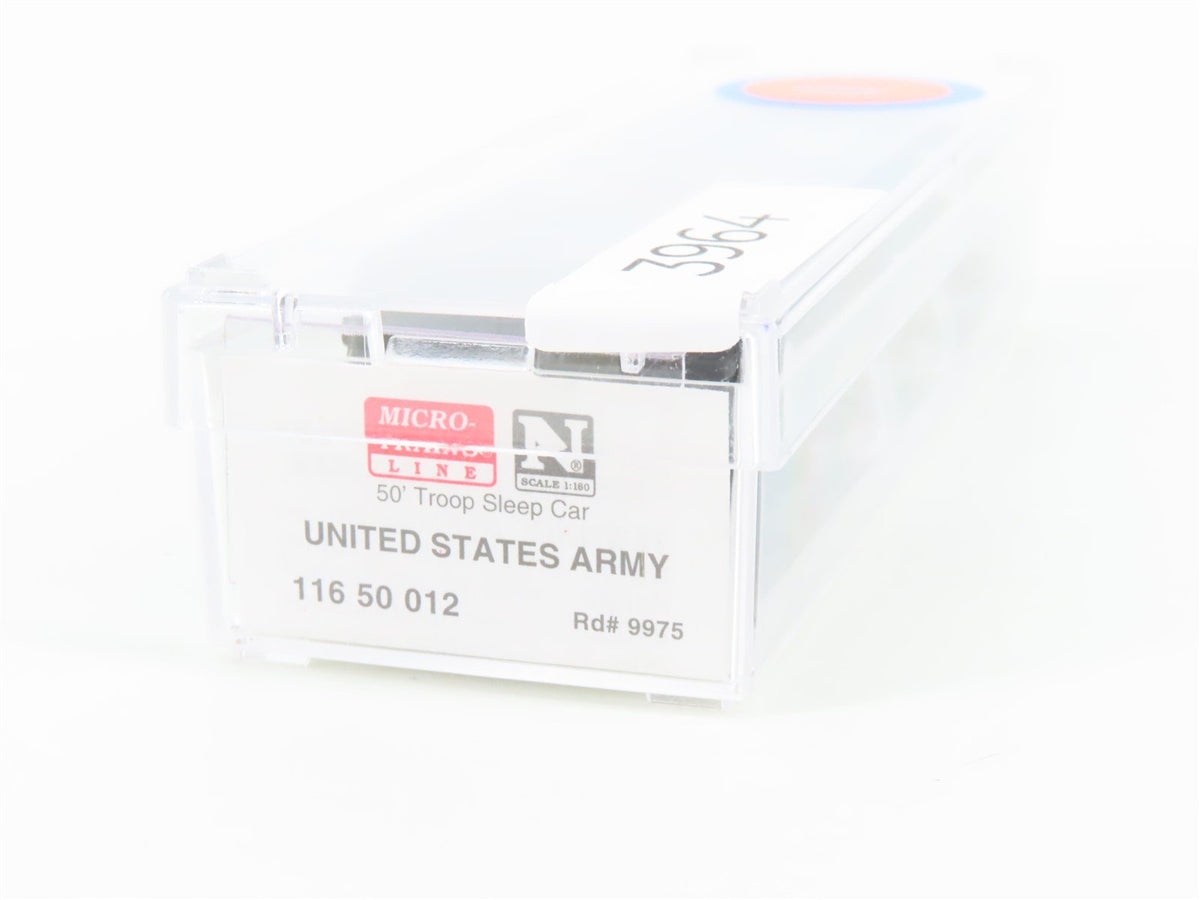 N Scale Micro-Trains MTL 11650012 US Army 50&#39; Troop Sleeper Passenger Car #9975