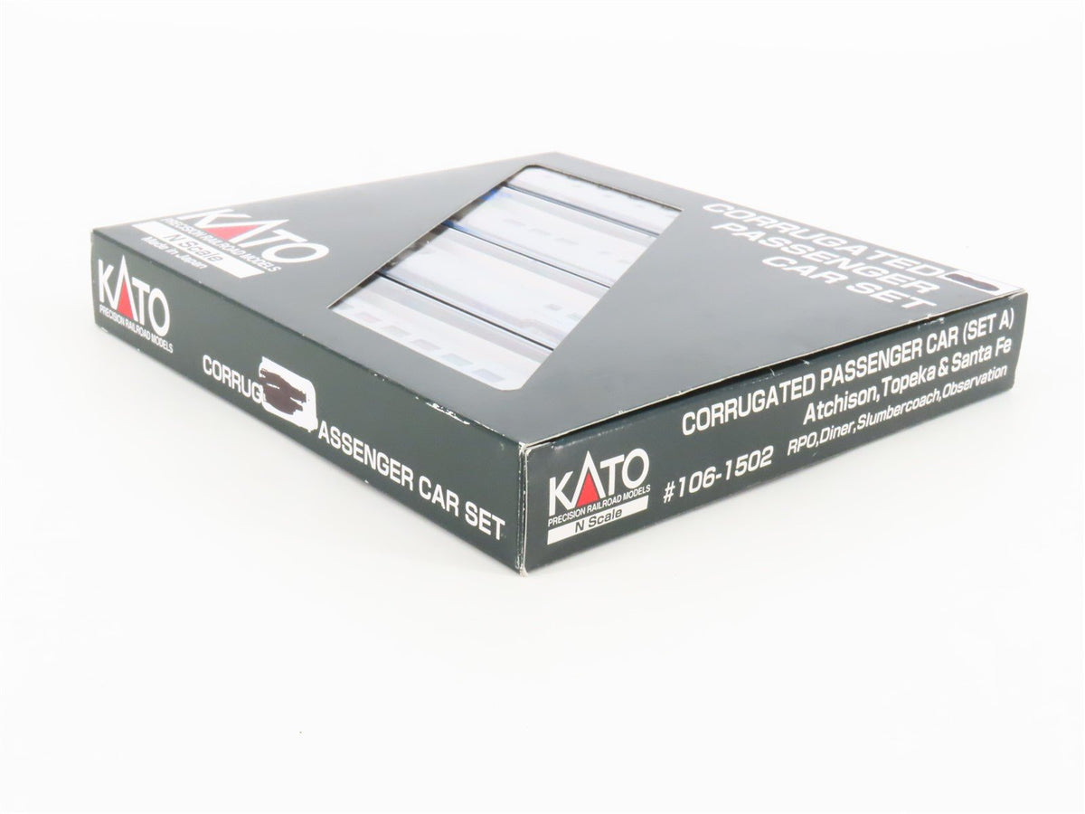 N Scale KATO 106-1502 ATSF Santa Fe Railroad Corrugated Passenger 4-Car Set