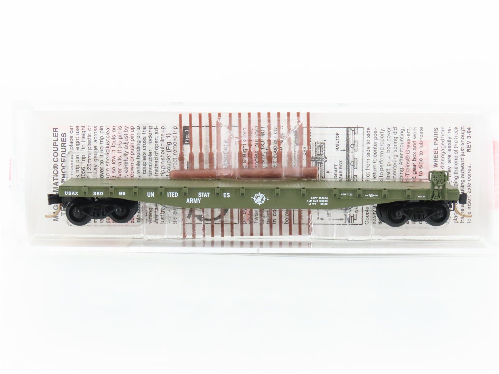 N Scale Micro-Trains MTL 45180 USAX United States Army 50' Flat Car #38066
