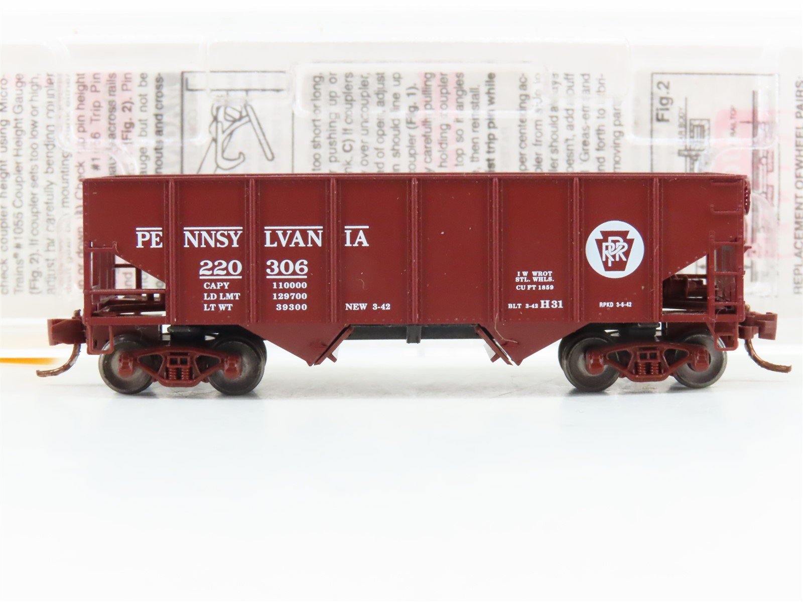 N Micro-Trains MTL 56060 PRR Pennsylvania 2-Bay Hopper #220306 w/ Custom Load