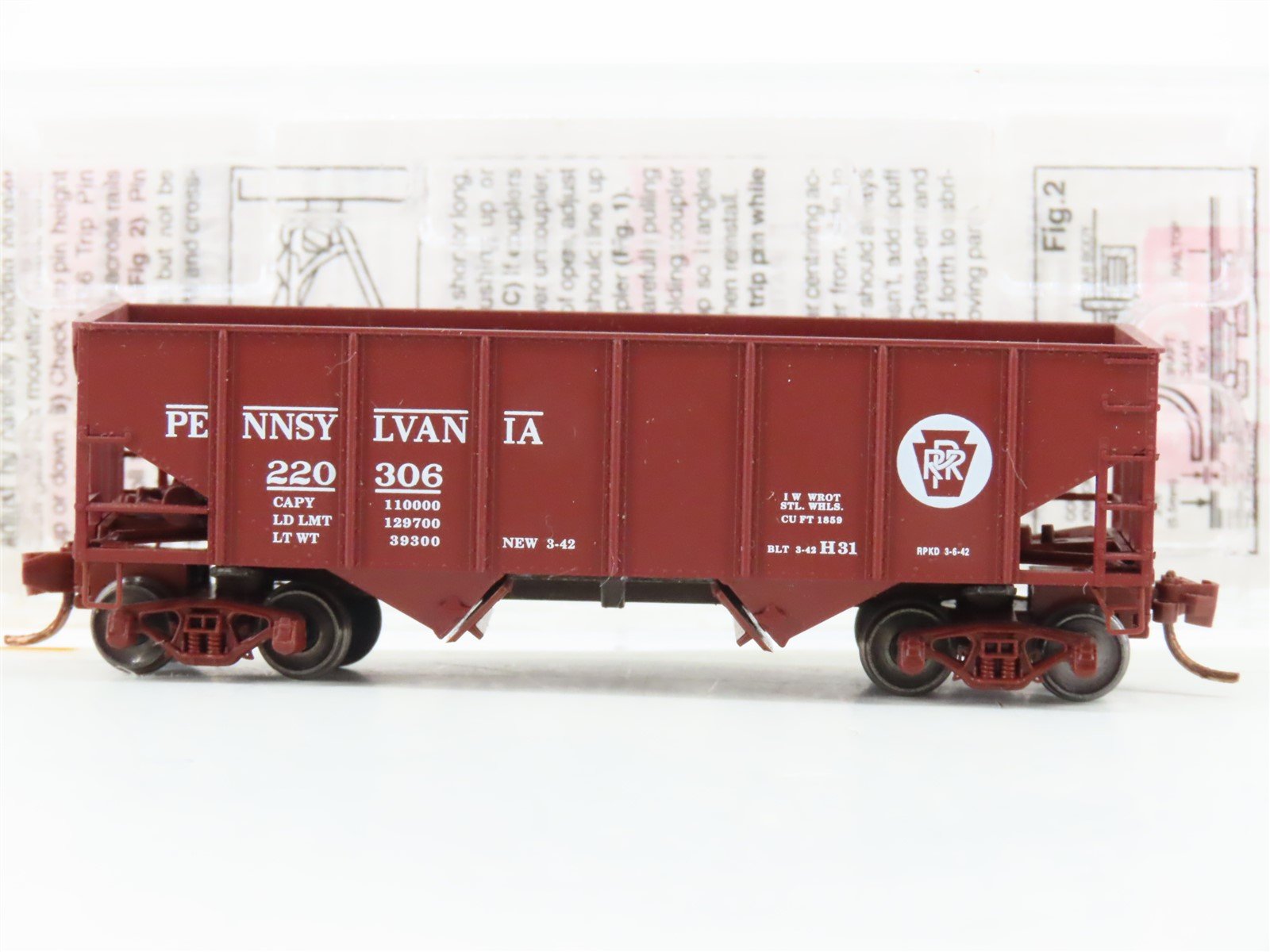 N Micro-Trains MTL 56060 PRR Pennsylvania 2-Bay Hopper #220306 w/ Custom Load