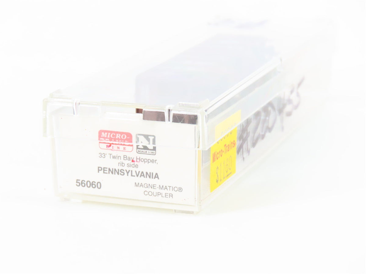 N Micro-Trains MTL 56060 PRR Pennsylvania 2-Bay Hopper #220455 w/ Custom Load