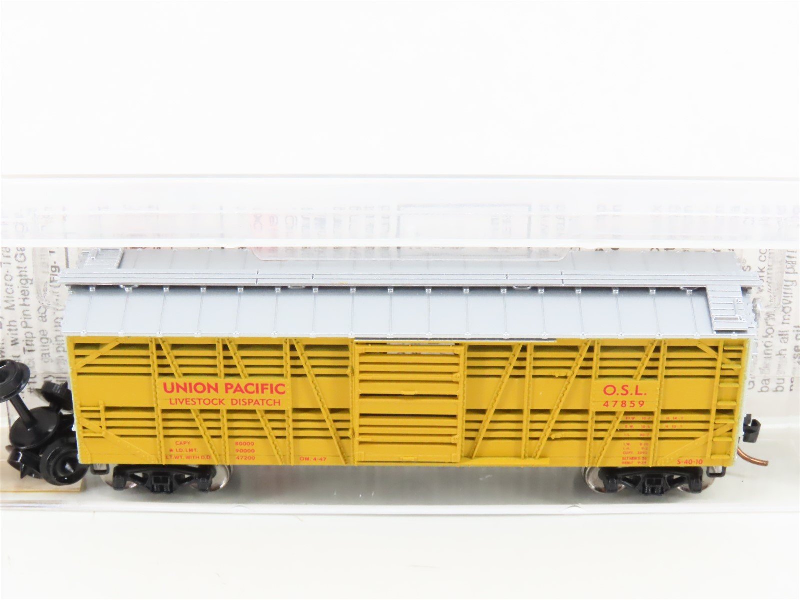 N Scale Micro-Trains MTL 35010 OSL Union Pacific 40' Despatch Stock Car #47859
