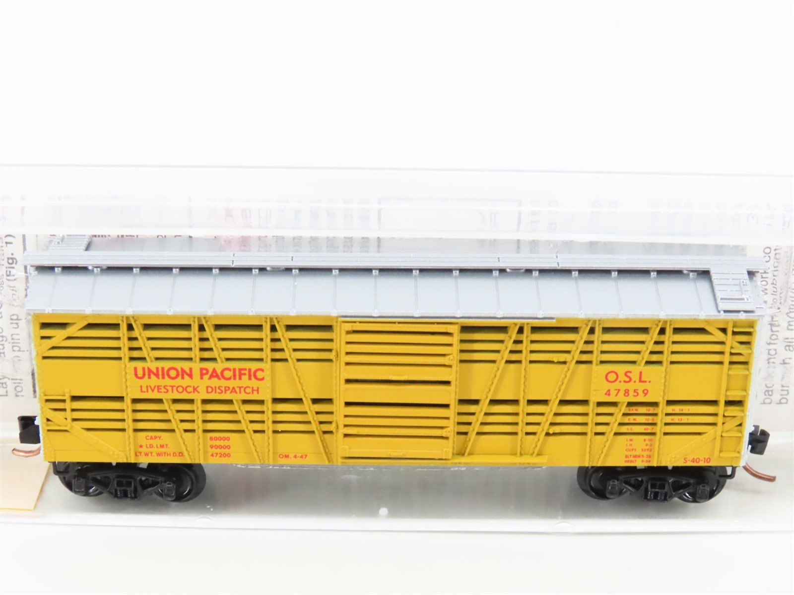 N Scale Micro-Trains MTL 35010 OSL Union Pacific 40' Despatch Stock Car #47859