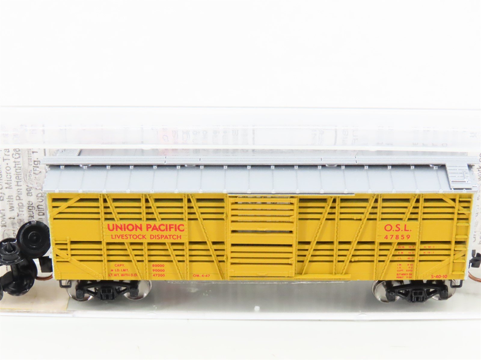 N Scale Micro-Trains MTL 35010 OSL Union Pacific 40' Despatch Stock Car #47859