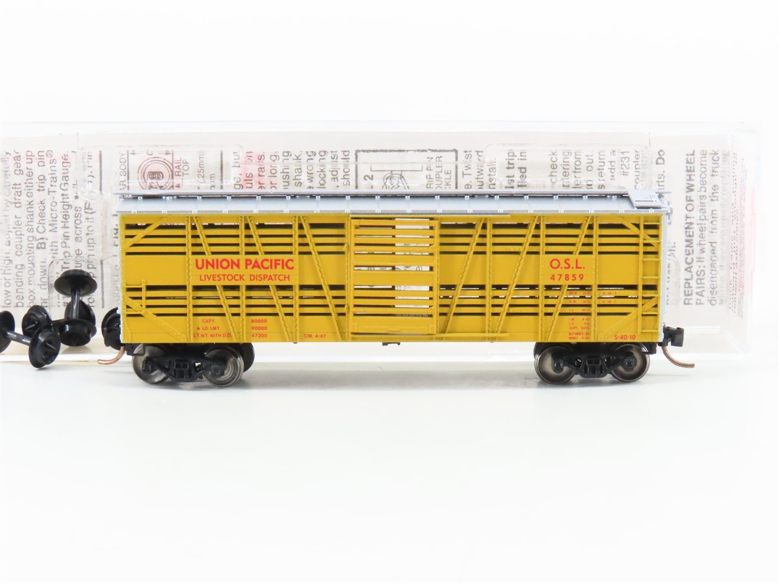 N Scale Micro-Trains MTL 35010 OSL Union Pacific 40' Despatch Stock Car #47859