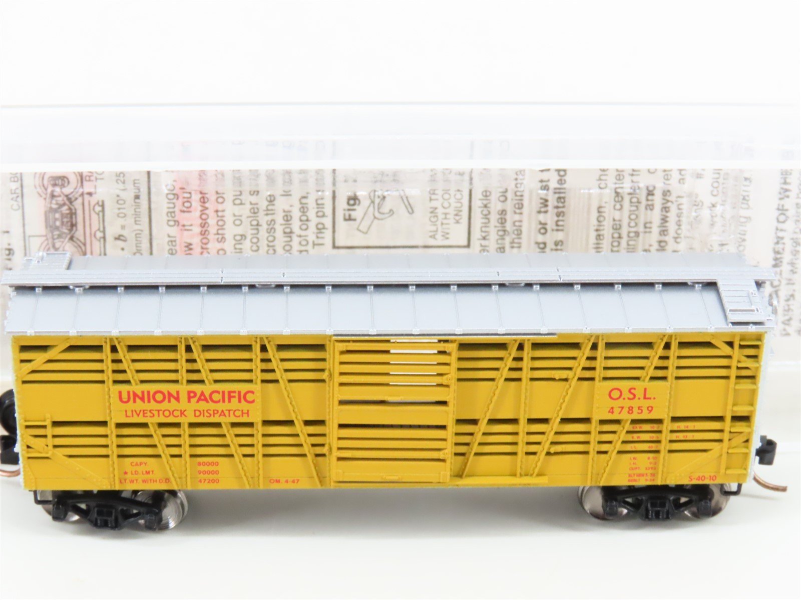 N Scale Micro-Trains MTL 35010 OSL Union Pacific 40' Despatch Stock Car #47859