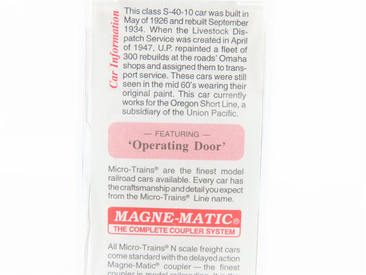 N Scale Micro-Trains MTL 35010 OSL Union Pacific 40&#39; Despatch Stock Car #47859