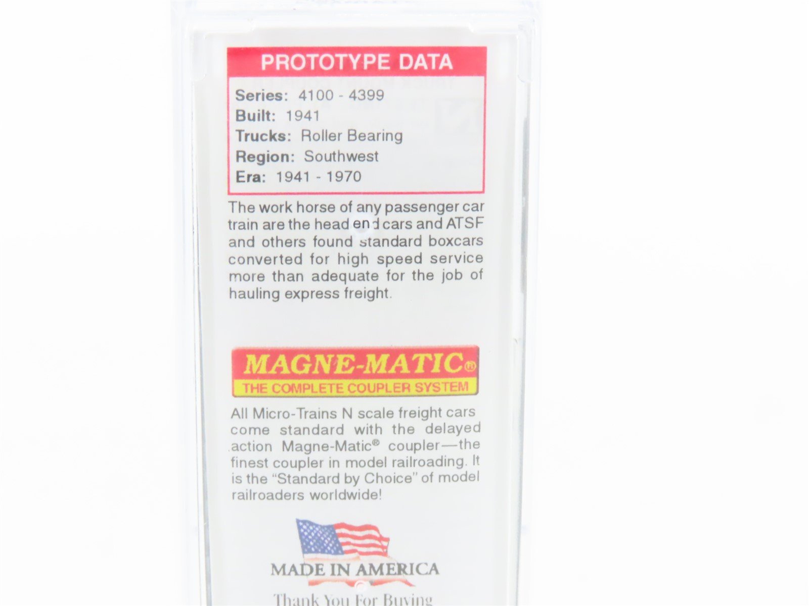 N Scale Micro-Trains MTL 03400411 ATSF Santa Fe 50' Double Door Box Car #4166