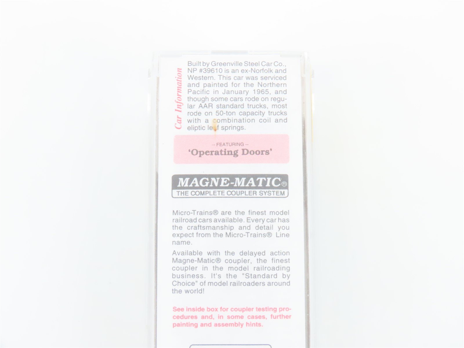 N Scale Micro-Trains MTL 79020 NP Northern Pacific Railroad 50' Box Car #39610