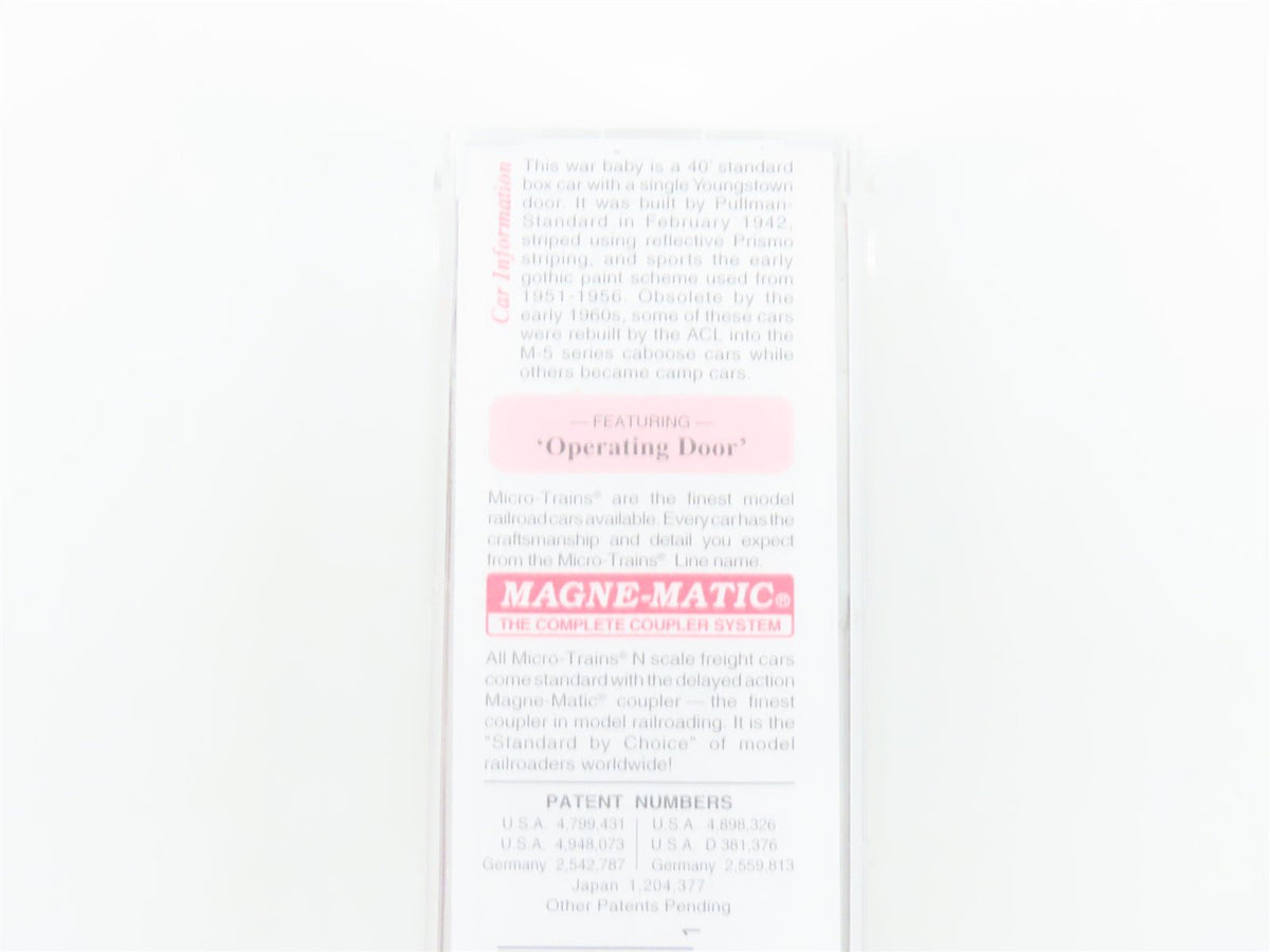 N Scale Micro-Trains MTL 20636 ACL Atlantic Coast Line 40&#39; Box Car #21003