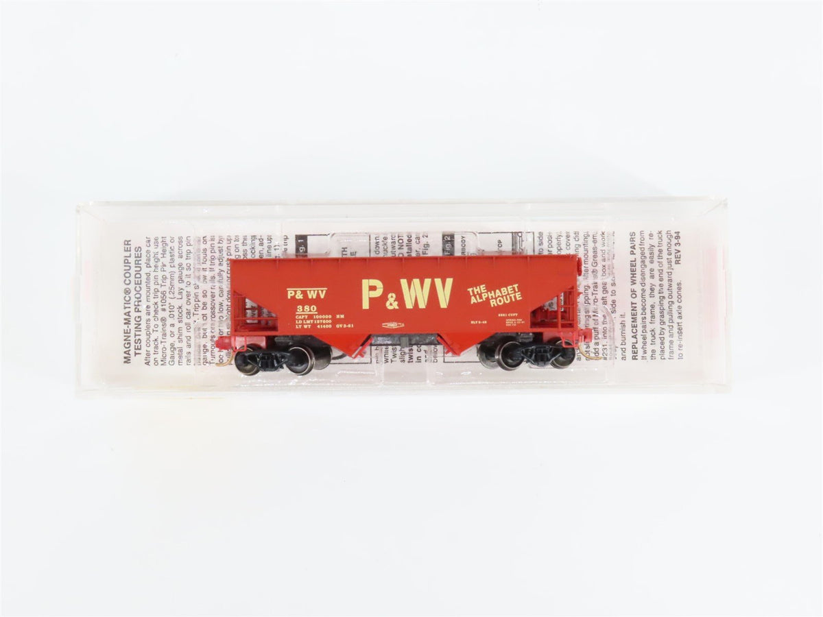 N Scale Micro-Trains MTL 55260 P&amp;WV The Alphabet Route 2-Bay Hopper #380