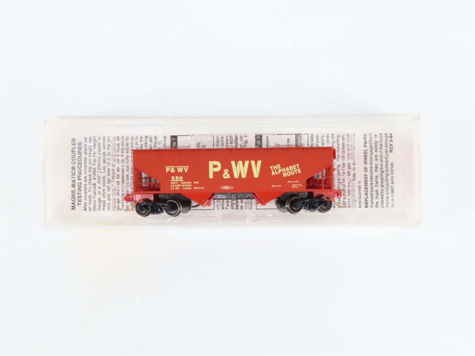 N Scale Micro-Trains MTL 55260 P&WV The Alphabet Route 2-Bay Hopper #380